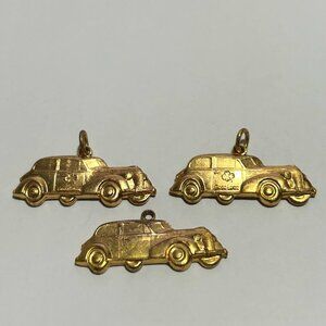 THREE  Rare, ROI-TAN CIGAR 1930's Good Luck Chevrolet Gold Tone Charms.